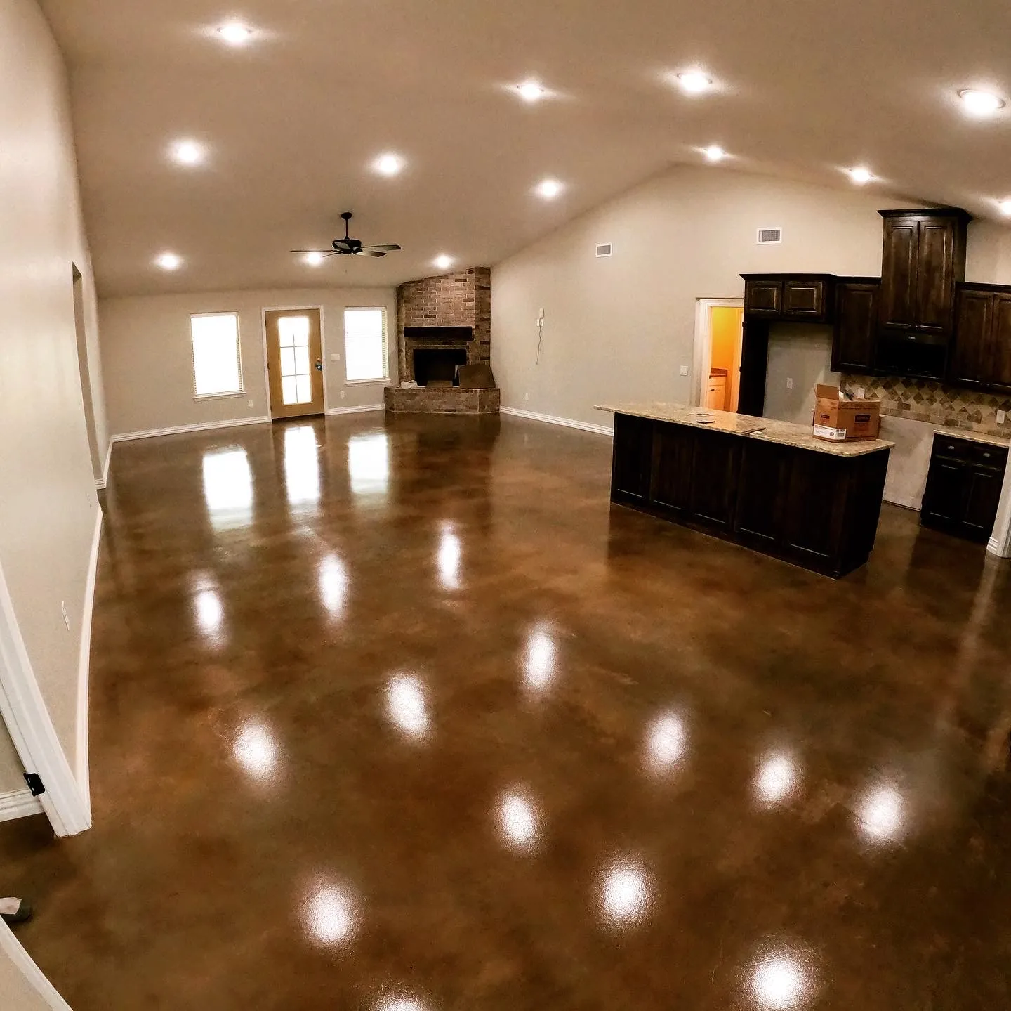 Polished concrete floor in a modern living space