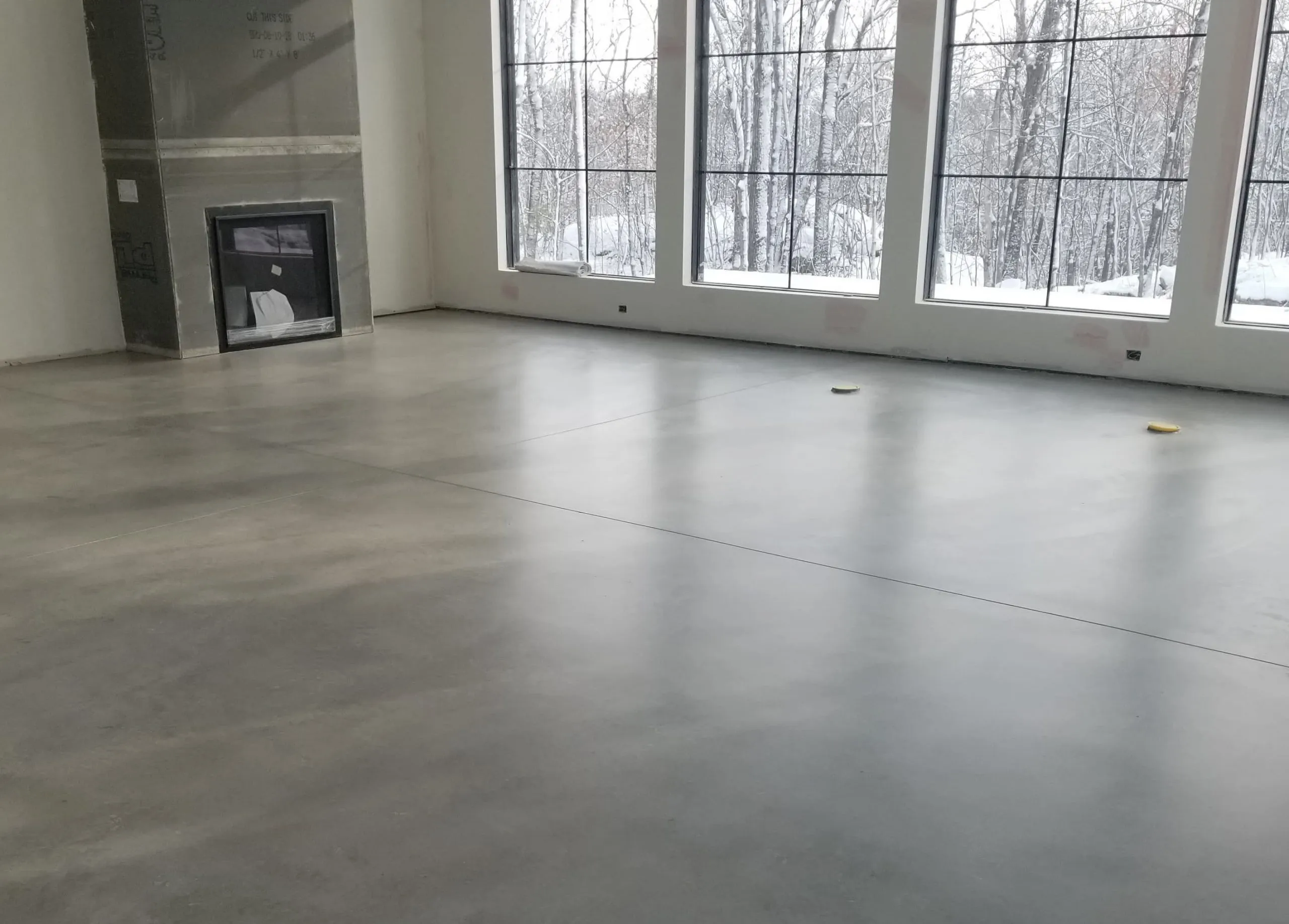 Freshly sealed decorative concrete surface