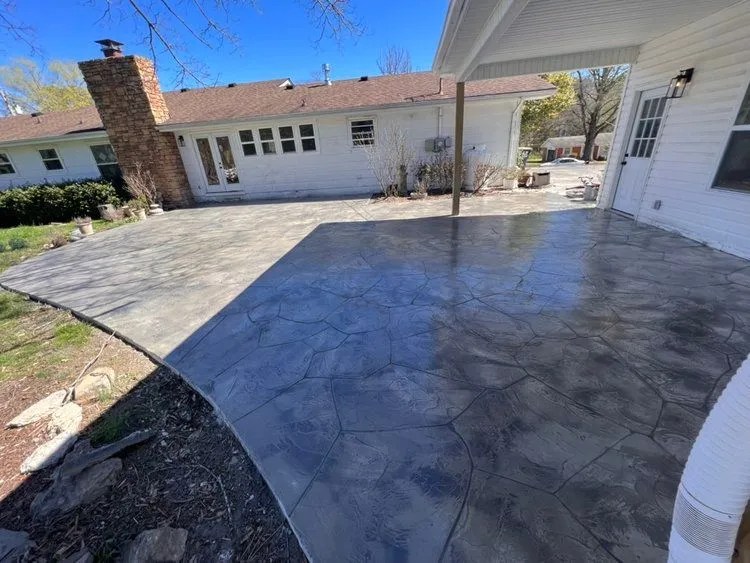 flagstone stamped concrete driveway