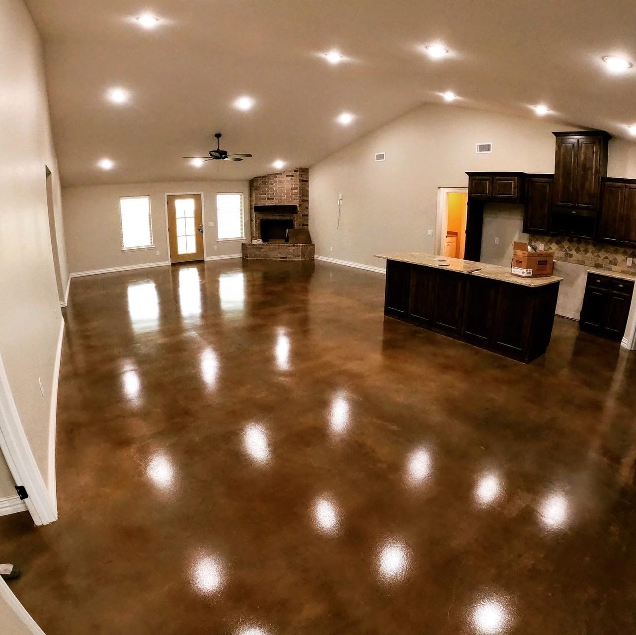 Polished concrete floor in a modern living space